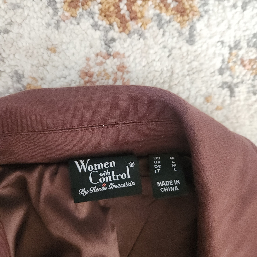 Women with Control Brown Lace-Front Jean Jacket - Picture 3 of 6